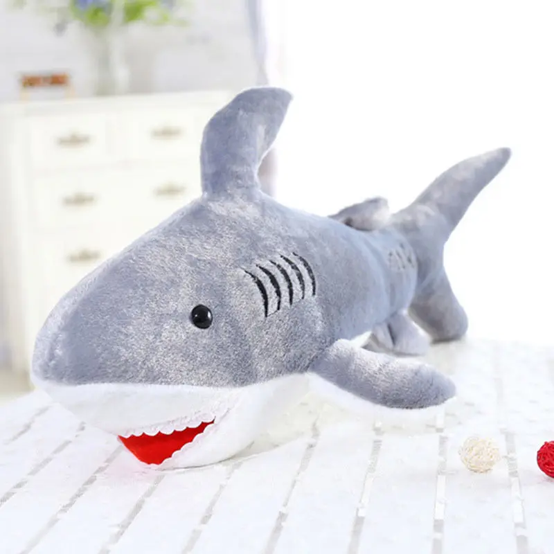 

Cute 45cm Soft Giant Large Shark Plush Stuffed Ocean Fish Kawaii Doll Toy Speelgoed Animals Reading Pillow for Children Kids Gif