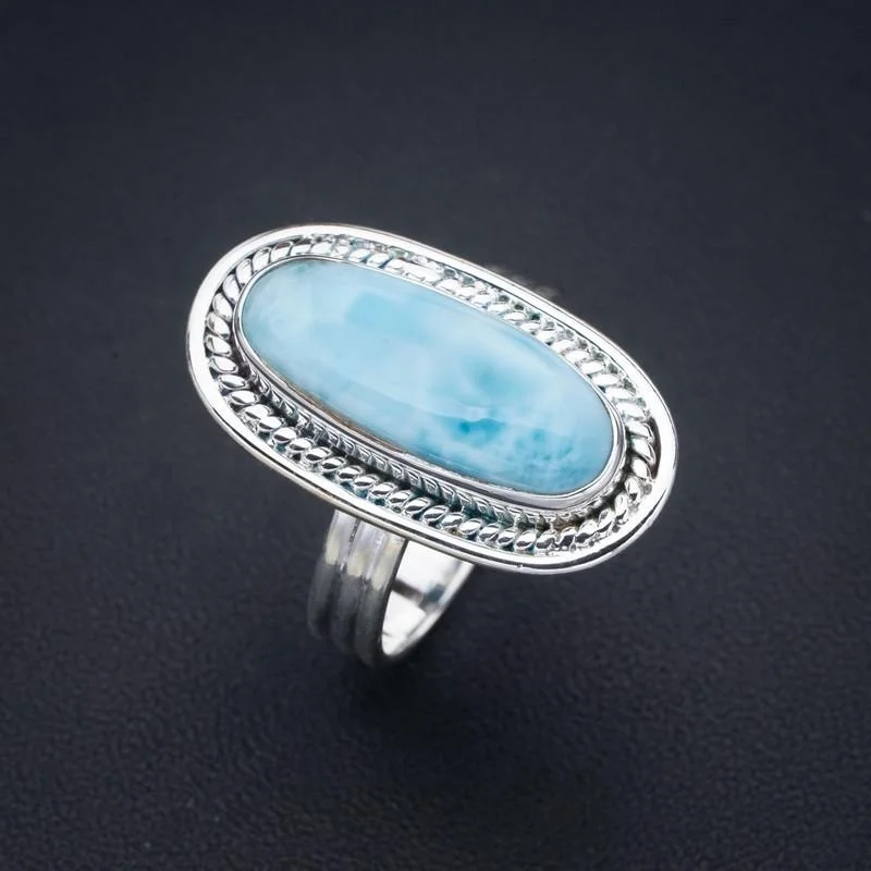 

StarGems Larimar ручной работы 925 пробы Серебряное кольцо 8,75 F1436