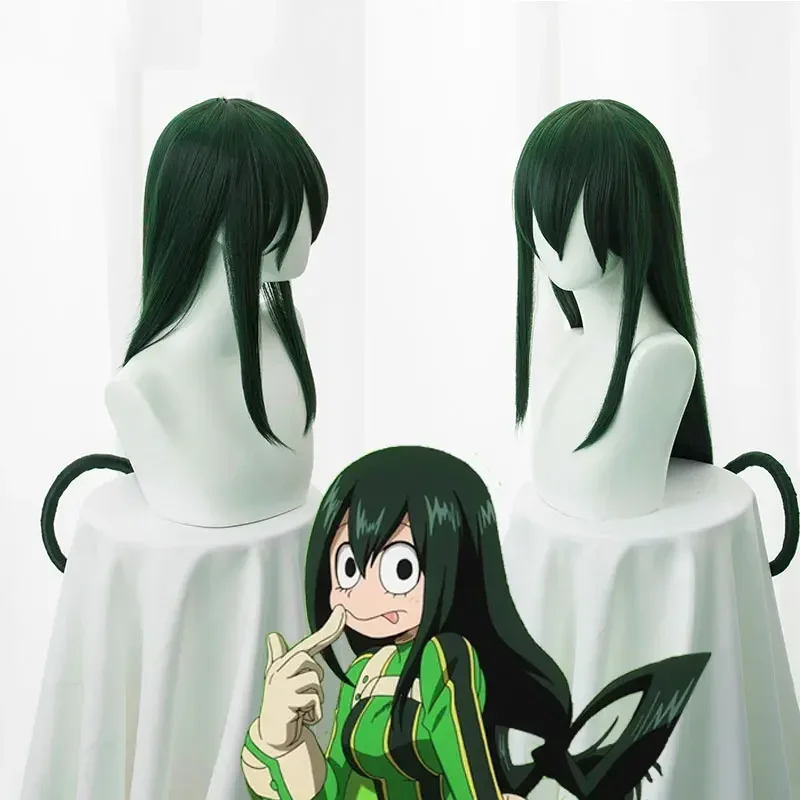 Boku No Tsuyu Asui Косплей My Hero Academia Женщины Длинные Зеленые Синтетические Волосы