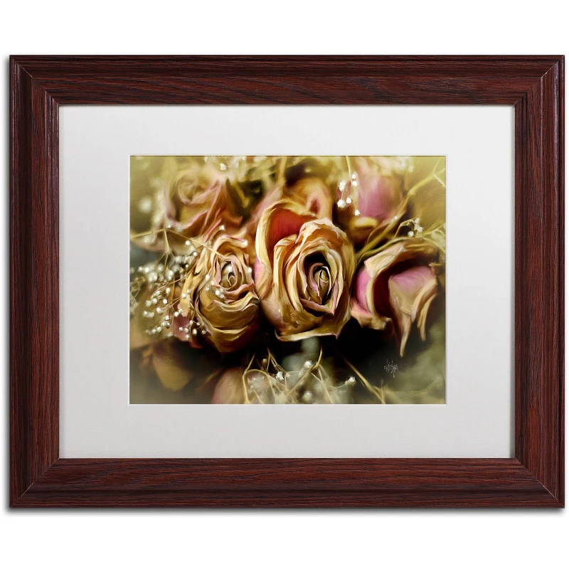 

"Painted Old Roses" Canvas Art by Lois Bryan White Matte, Wood Frame