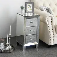 Modern Mirrored Night Stands With 3 Drawers Bedside Table End Table For Bedroom/living Room/salon/office