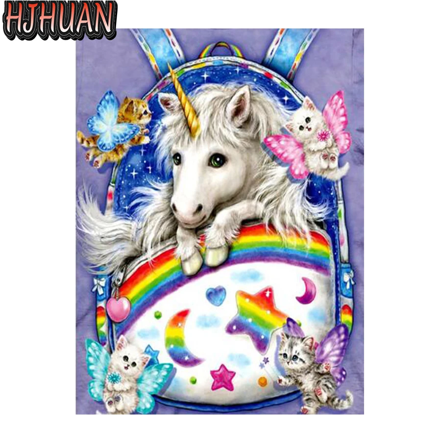 

Алмазная 5D картина «сделай сам» с единорогом, полная круглая/квадратная картина Стразы, алмазная вышивка крестиком, мозаика, домашний декор