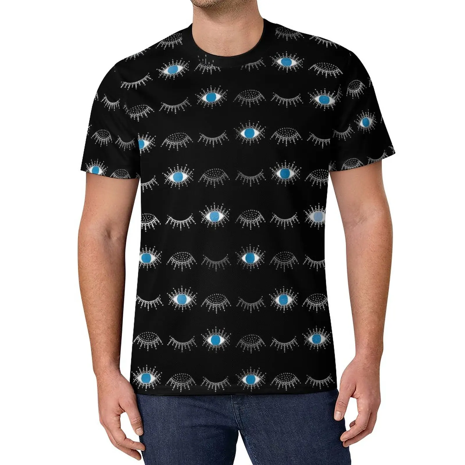 

Evil Eye Eyelashes T Shirt Nazar Mati Print Essential T-Shirts Cool Tee Shirt Man Design Tops Big Size