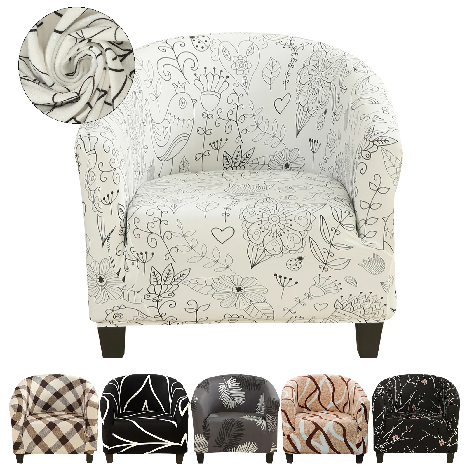 Cover High Stretch Tub Chair Slipcover Removable Pub Club Armchair Accent Chair Slipcover Protector