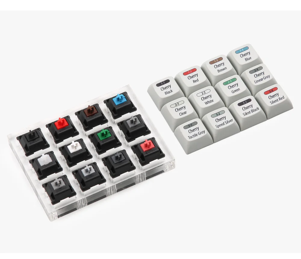 

Cherry Profile 12 Switch Test With Acrylic Set Sublimation Keycap Key Puller Red Black Brown Blue White Grey Green Switch Tester