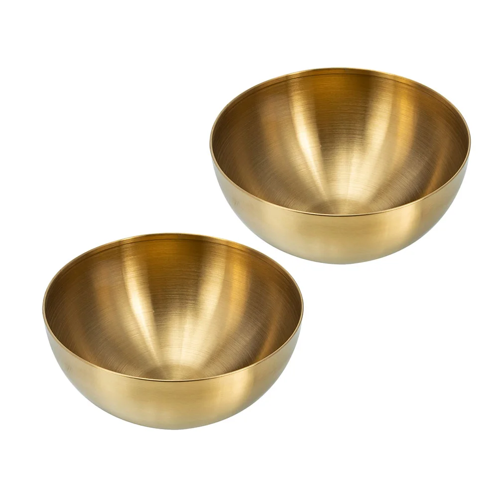 

2pcs Useful Sturdy Practical Cereal Bowls Soup Bowls Stainless Steel Simple Bowl Rice Holder