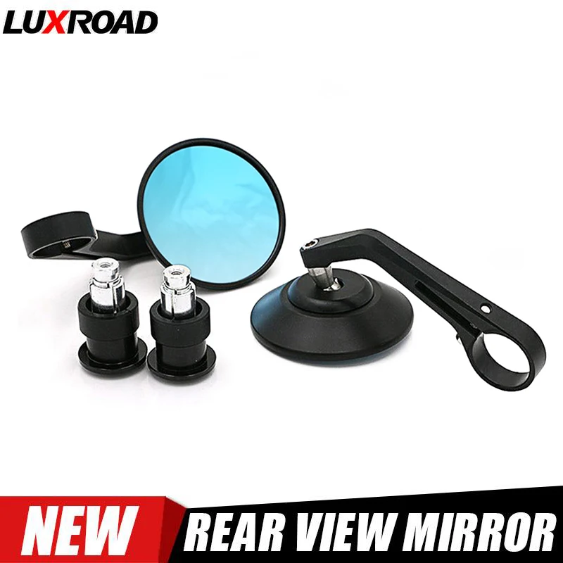 

7/8" Handle Bar End Motorcycle Bar End Rearview CNC machined Aluminum Smoke Blue Mirror 89mm Diameter For Bobber Cafe Racer Part