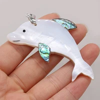 natural freshwater shellswhite shell dolphin pendant for jewelry makingdiy necklace earrings accessories charms gift 70x35mm 1pc