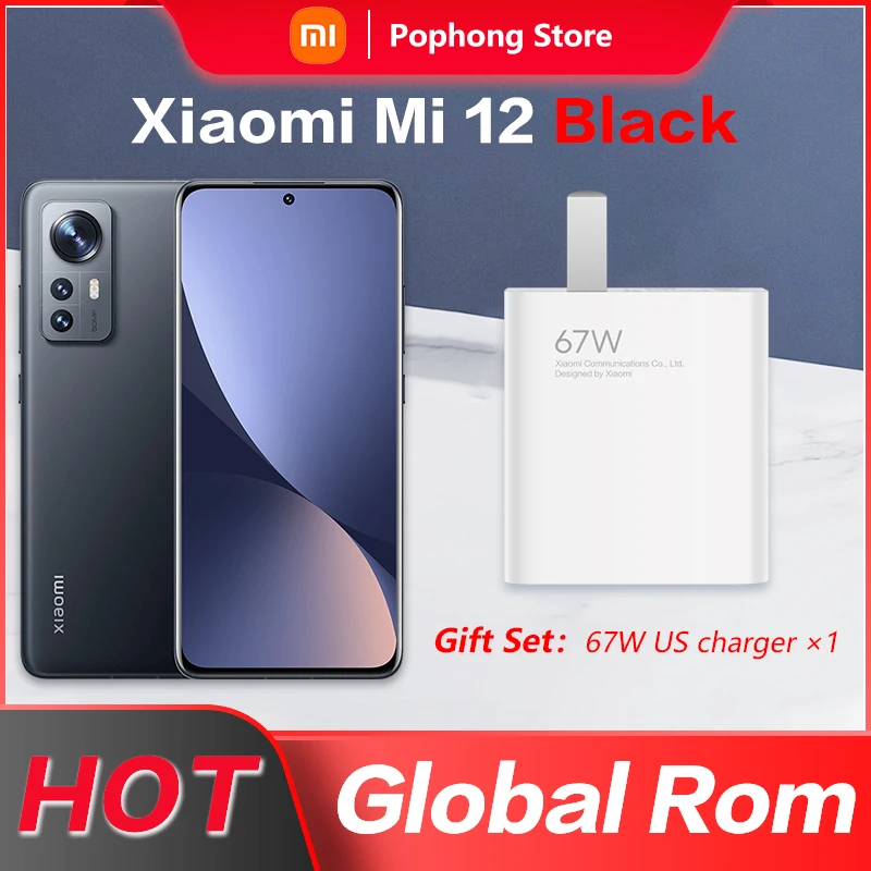 global rom xiaomi mi 12 5g mobilephone 6 28 inch snapdagon 8 gen 1 ocat core 50mp triple camera 67w quick charge nfc free global shipping