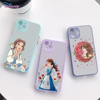 disney belle princess phone case for iphone x xr xs 7 8 plus 11 12 13 pro max 13mini translucent matte case