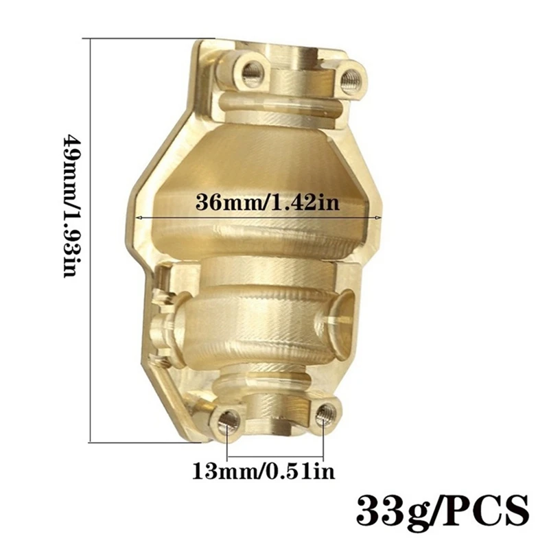 2Pcs Heavy Duty 33G Brass Front Rear Axle Diff Cover Differential For Yikong YK4082 4102 4103 6101 RC Car Upgrades