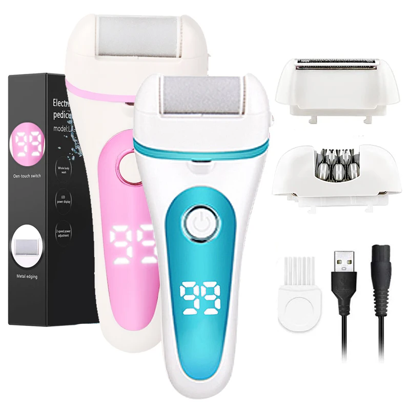 

3 In 1 Charged Electric Foot File for Heels Grinding Pedicure Tool Electric Epilator Beard Hair Removal Women's Shaving Machines