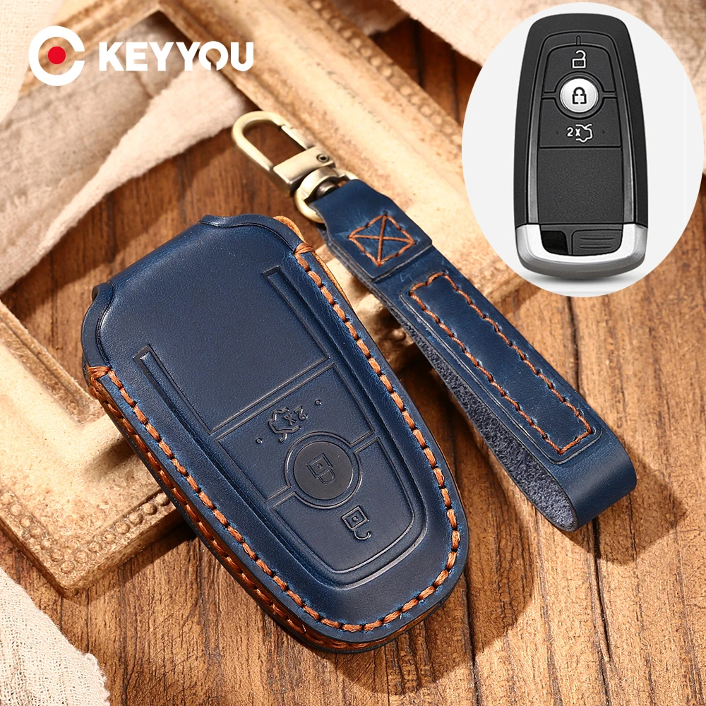 

Кожаный чехол KEYYOU для автомобильных ключей для Ford Mondeo Mustang Fusion Женская фотография 2015 ~ 2018