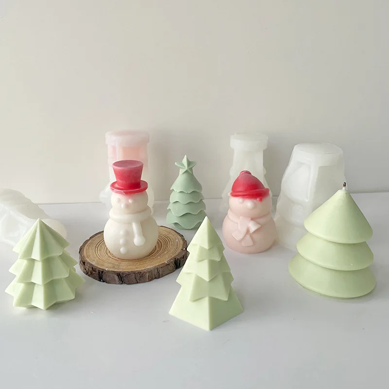 

Christmas Tree Silicone Scented Candle Silicone Molds for DIY Aromatherapy Soaps Wax Mould Christmas Snowman Mold Home Decor