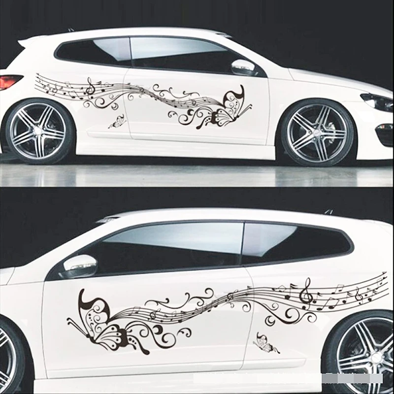 

Racing Vinyl Butterfly Hood Sticker Car Decal Body Graphics Side Door Car Panel Music Sticker Pack Color Custom Color