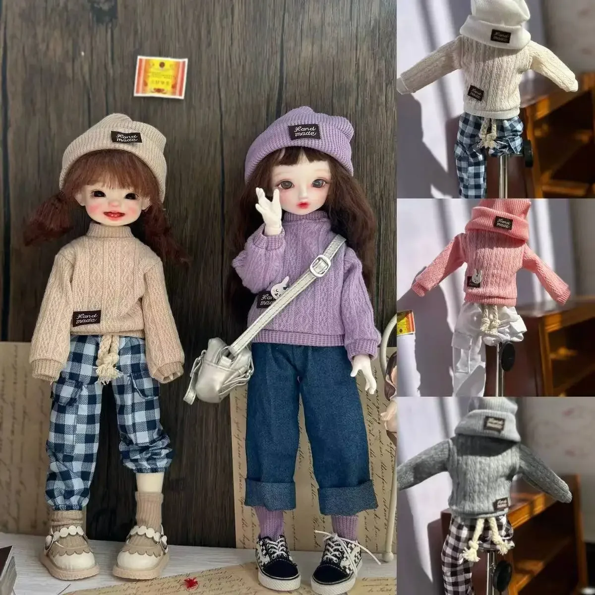 Зимнее платье для шарнирной куклы 30 см ткань 1/6 крутой модный спортивный свитер