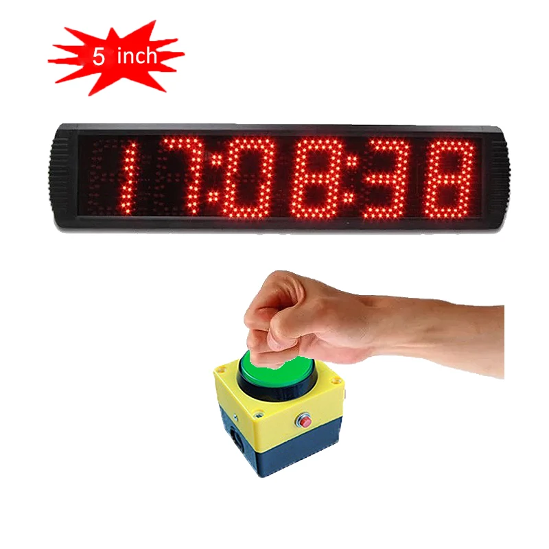 

5'' 6 Digits Multi-function Eu Uk Au Plug Countdown Timer with 12/24 H Real Time/Count Up Function Marathon Race Clock/Tripod