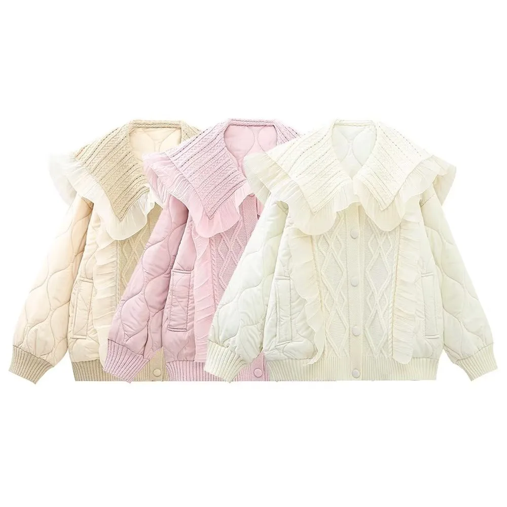 

BER&OYS&ZA Autumn/Winter fashion women's wear chic lapel texture patchwork quilted cotton garment
