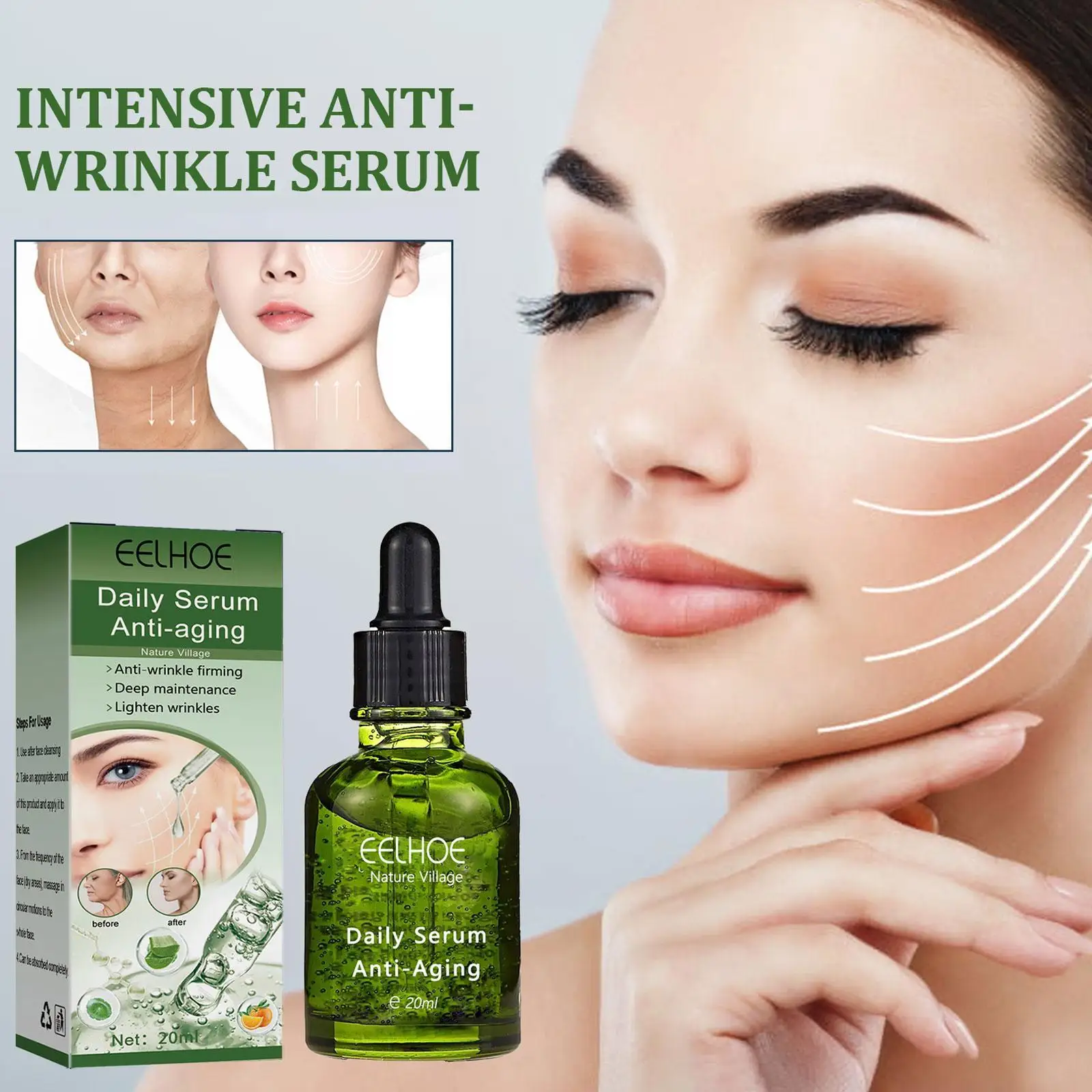 

Deep Wrinkle Remover Face Serum Lift Firm Anti-aging Essence Whitening Fade Fine Care Moisturizing Serum Repair Lines Skin X7n8