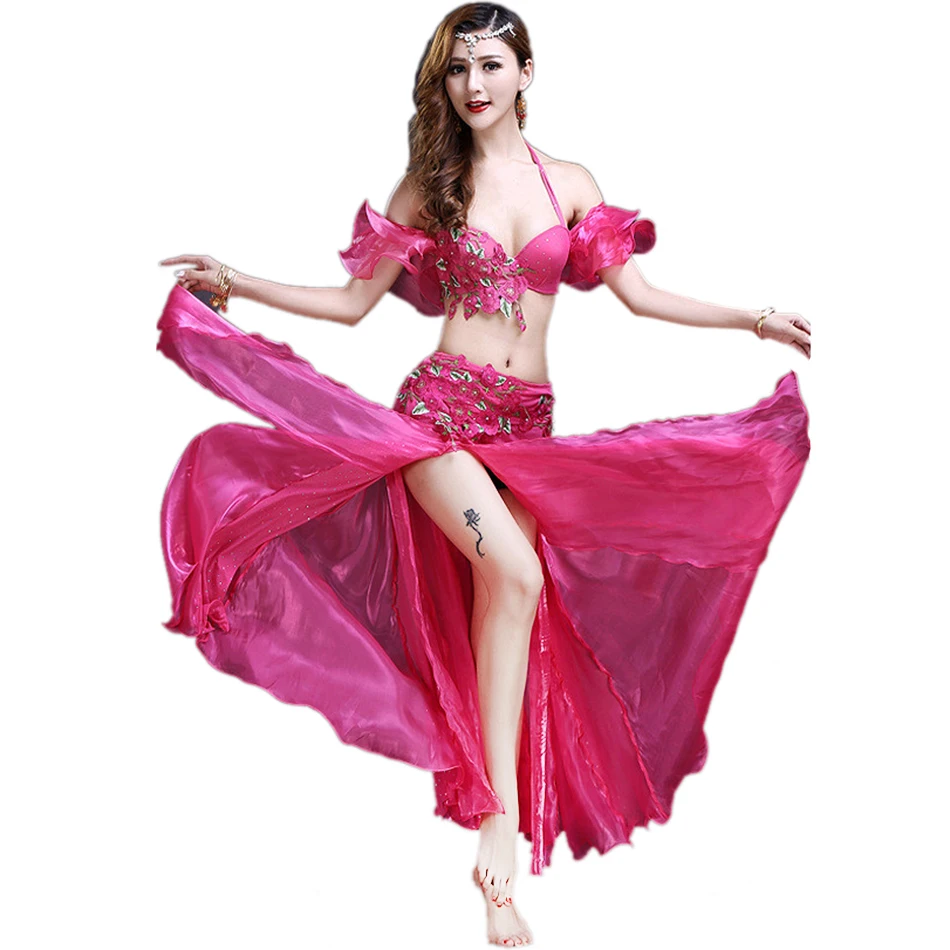 Юбка для танца живота Женская комплект из 2/3 предметов юбка с ремнем и разрезом