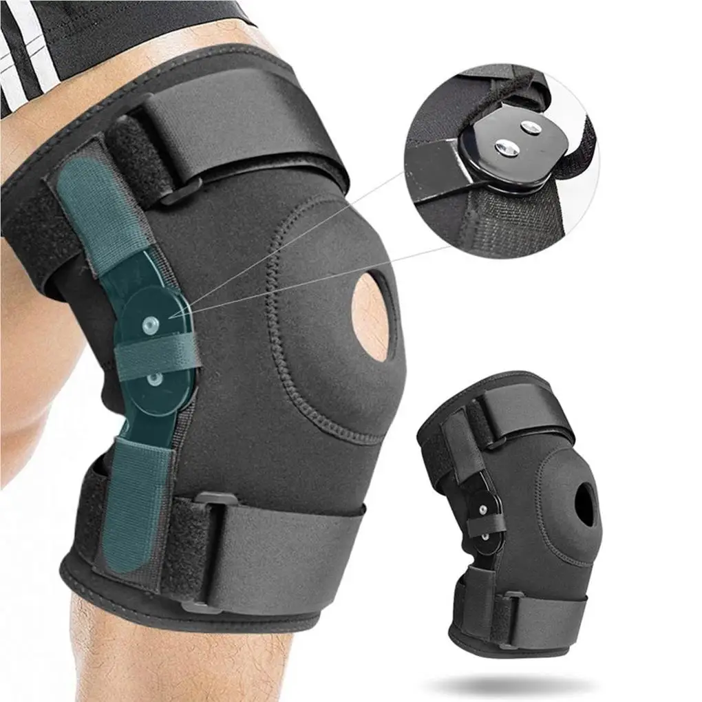 

Knee Brace with Hinge Adjustable Knee Brace Compressing Knee Support Protector Sleeve for Hiking Running Cycling Fitness