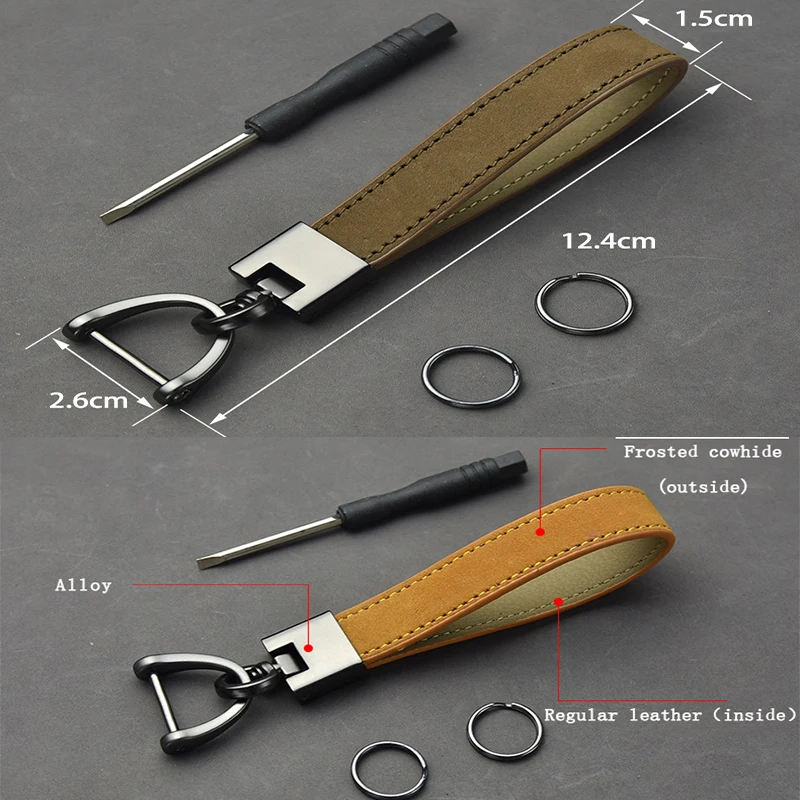 Модный автомобильный брелок для ключей Роскошный из натуральной кожи однотонная