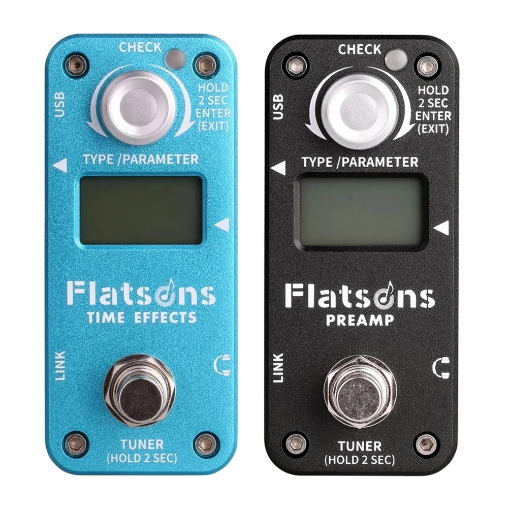 Flatsons Preamp Time Effects for Electric Guitar Pedal Built-in Delay Reverb Clean Overdrive Distortion Multi Effect Guitar