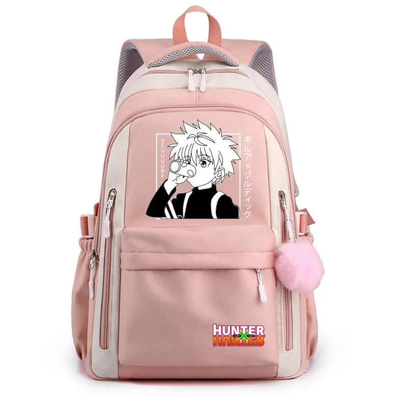 Охотник х рюкзак Дышащая сетка 30 × 42 23 см черная синяя фиолетовая розовая Hunter x