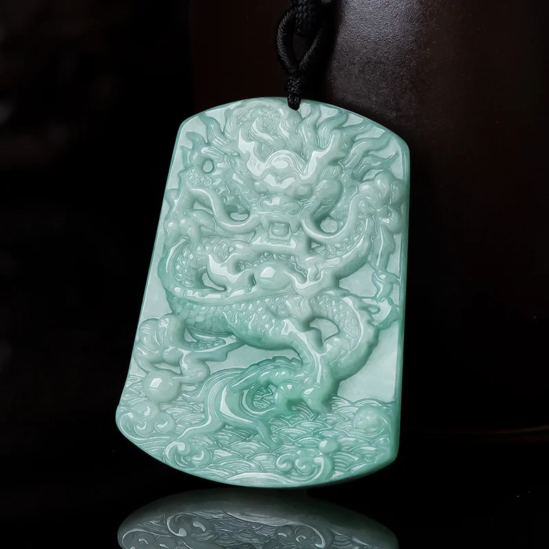 

Send Certificate Natural Burma Jade Bean Green Zodiac Dragon Dragon Brand Necklace Pendant Fashion Jewelry Men Women Luck Gifts