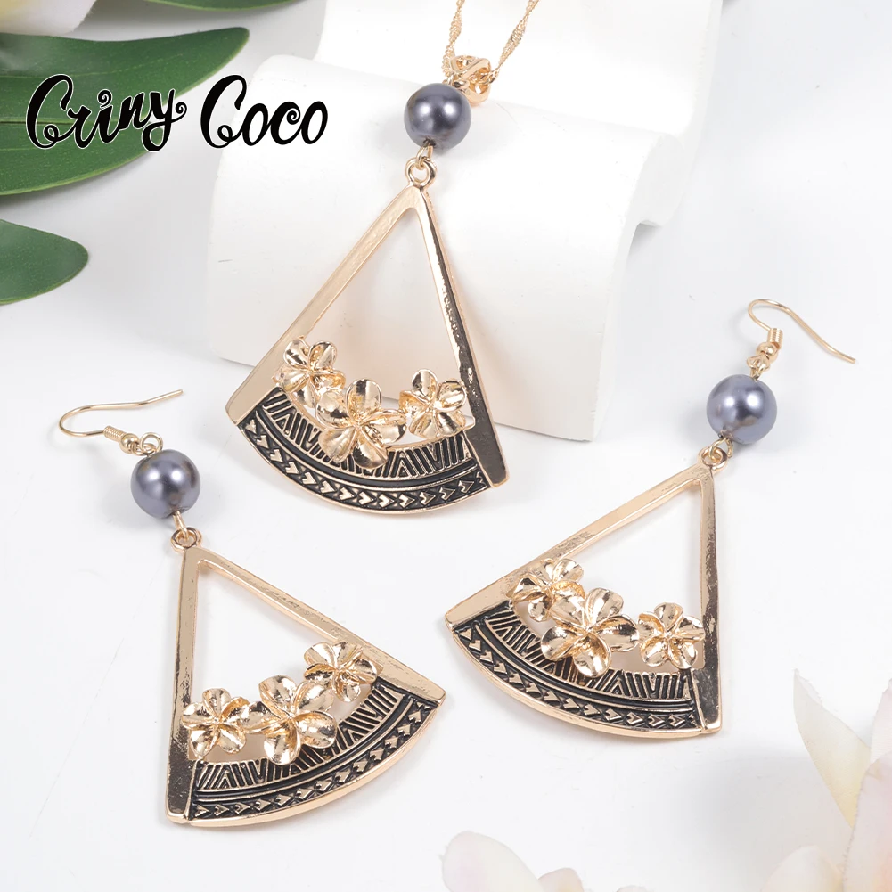 

Cring Coco Hawaiian Samoa Flower Necklace Jewelry Sets Woman New Zealand Polynesian Earrings Set Necklaces for Women 2022 Party