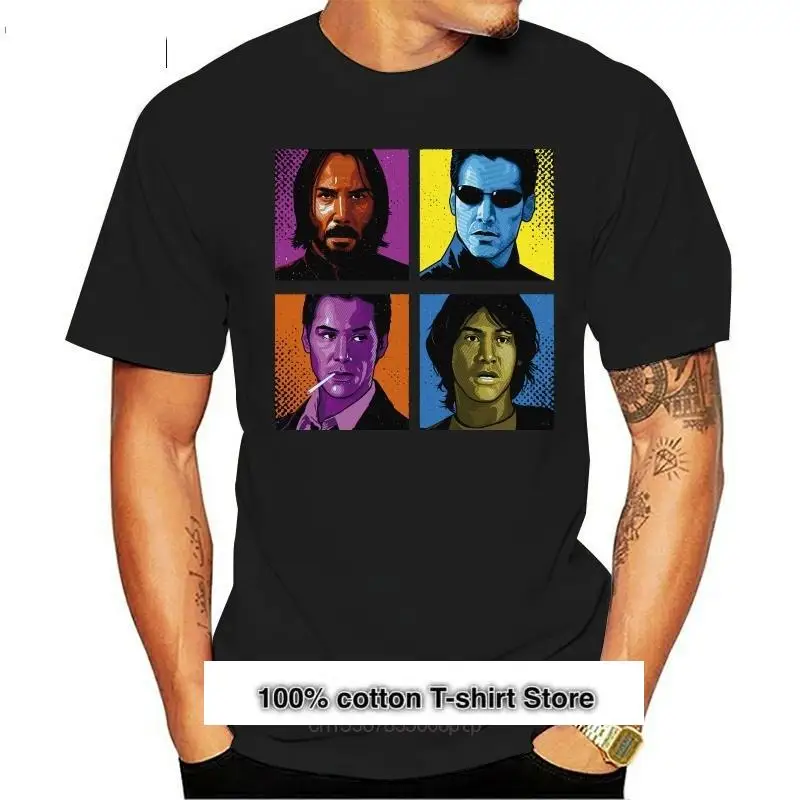 

Camiseta exclusiva Pop Keanu Reeves para hombre y mujer, camisa alta de color negro y azul marino
