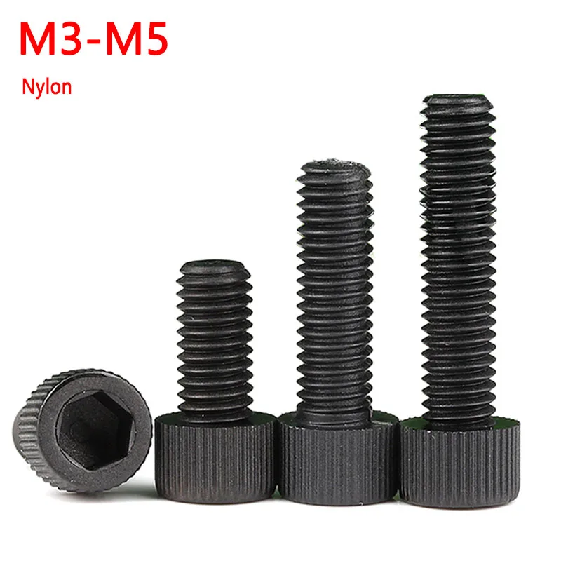 

M3 M4 M5 Black Nylon Socket Cap Screws Hex Head Plastic Allen Bolts Screw Length 5-40mm