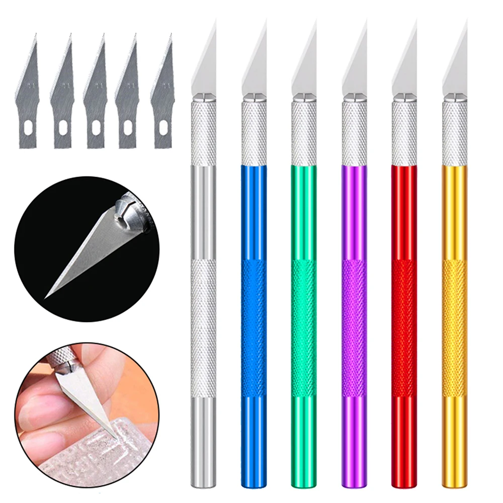 

Carving Art Exacto 11# Repair Phone Tools Cutter Hobby 5pcs Knife Non-slip Handicraft With Blades Knives Craft Precision For