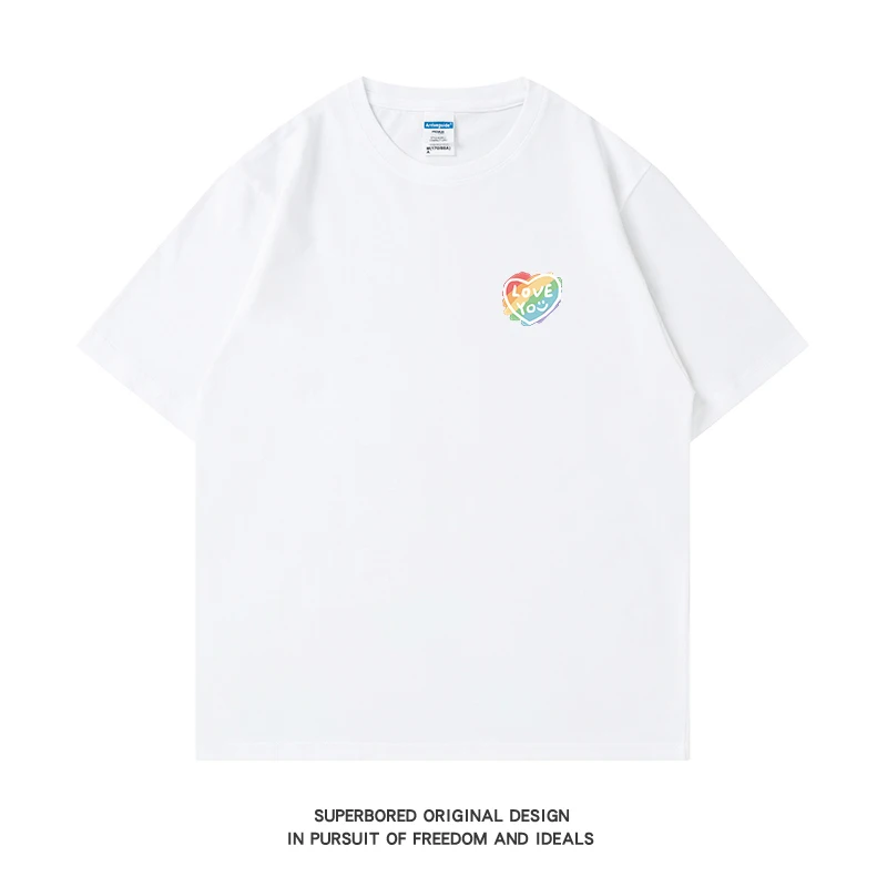 Летняя футболка Simplici Rainbow Love You из чистого хлопка с короткими рукавами одежда