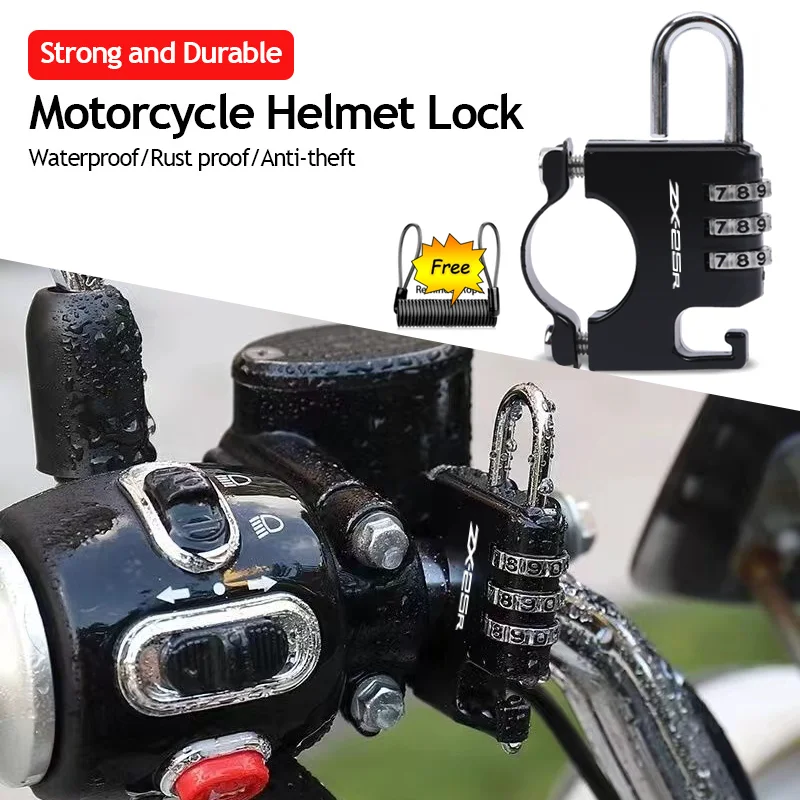 

For Kawasaki ZX25R ZX-25R ninja zx 25r 2020 2021 2022 Motorcycle 3 Digit Code Combination Lock Anti-theft Scooter Helmet Lock