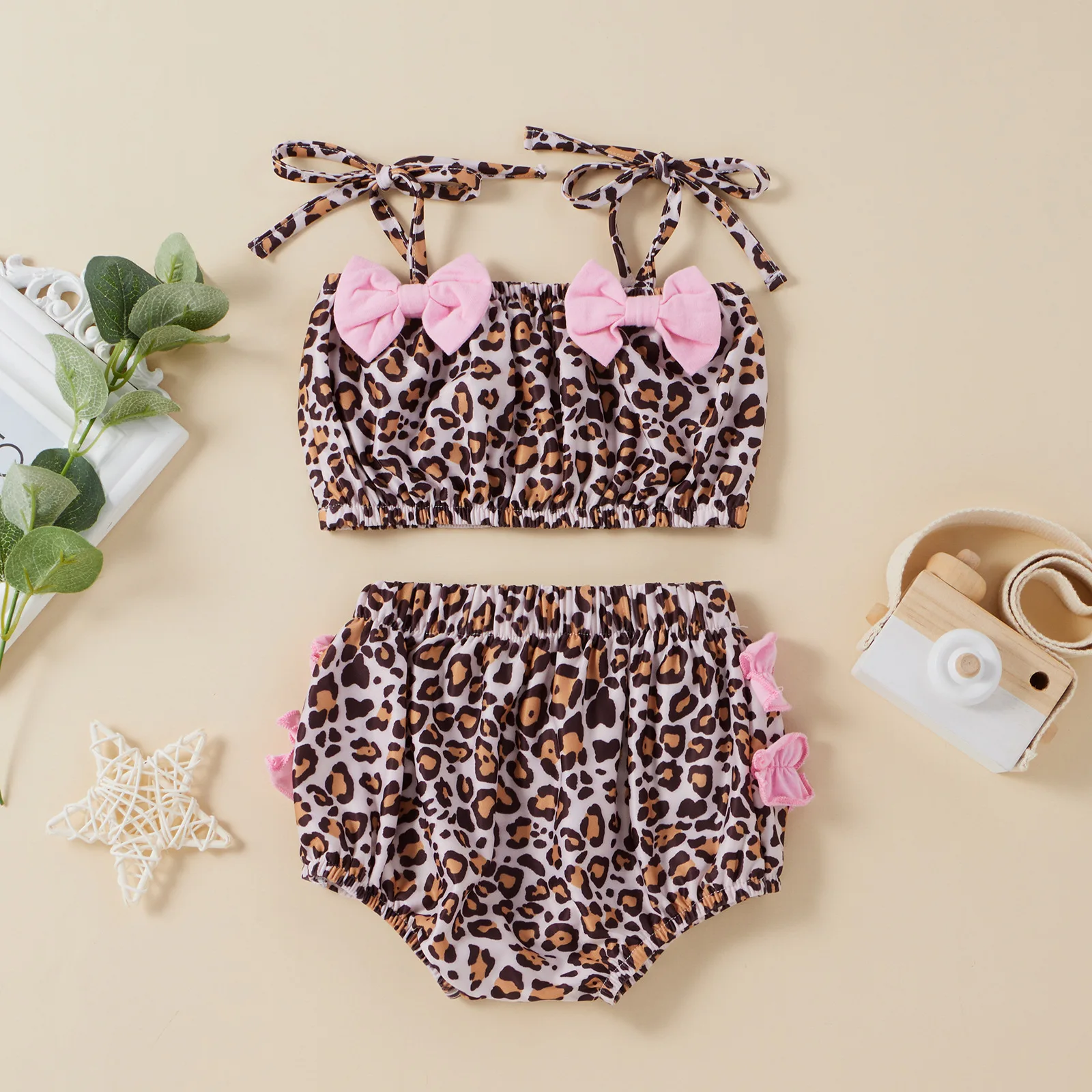

Baby Clothes For Girls Infant Summer Outfits Toddler Leopard Suspender Top + Shorts 2pcs Set Children Casual Clothing Sets