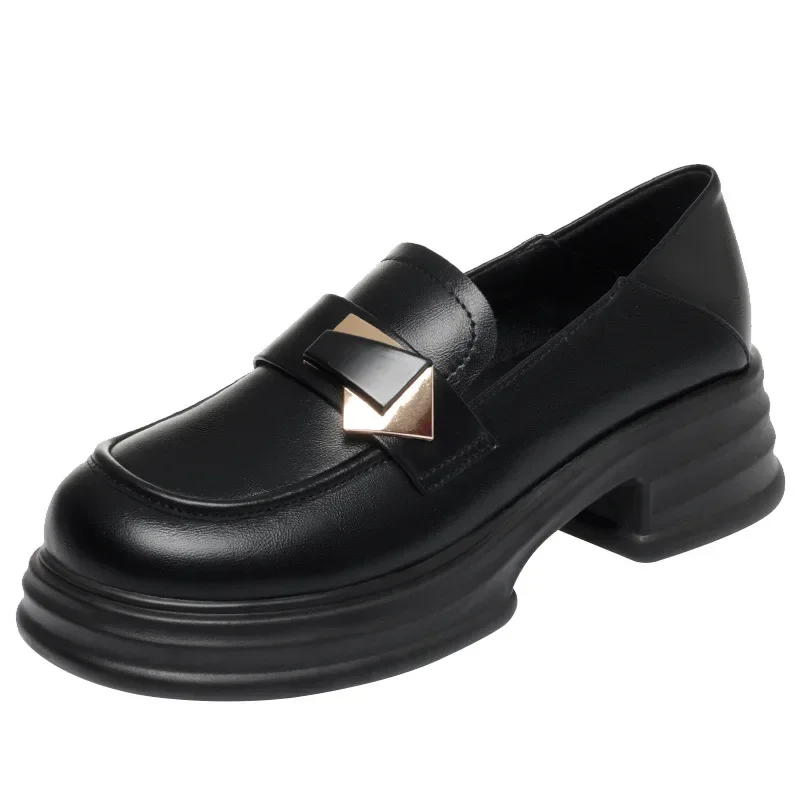 Неглубокие мягкие кожаные лоферы в британском стиле 5 см туфли-лодочки на