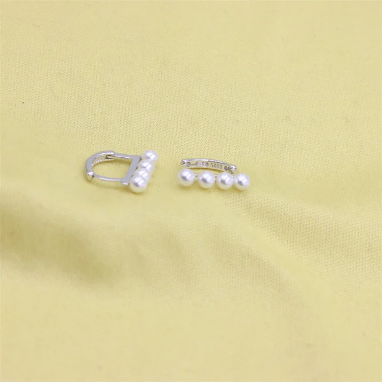 

ZFSILVER Trendy S925 Silver Geometric Square Pearl Earrings Ear Hoop For Women Female Charm Jewelry Korean Statement Gifts Party