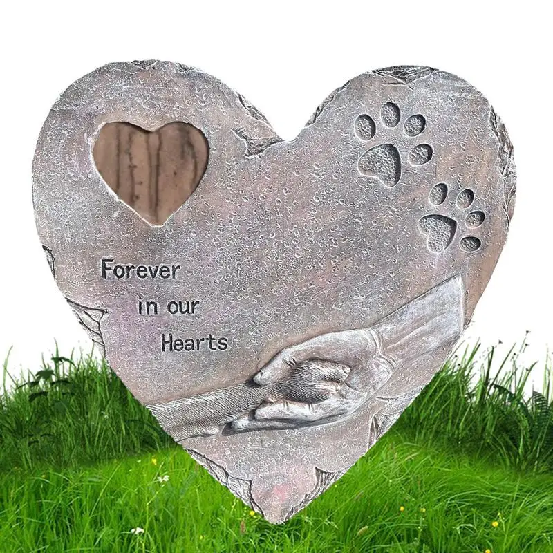

Pet Memorial Stone Heart Shaped Garden Stone For Dog Cat Grave Marker Pet Memorial Stones With Forever In Our Hearts Text