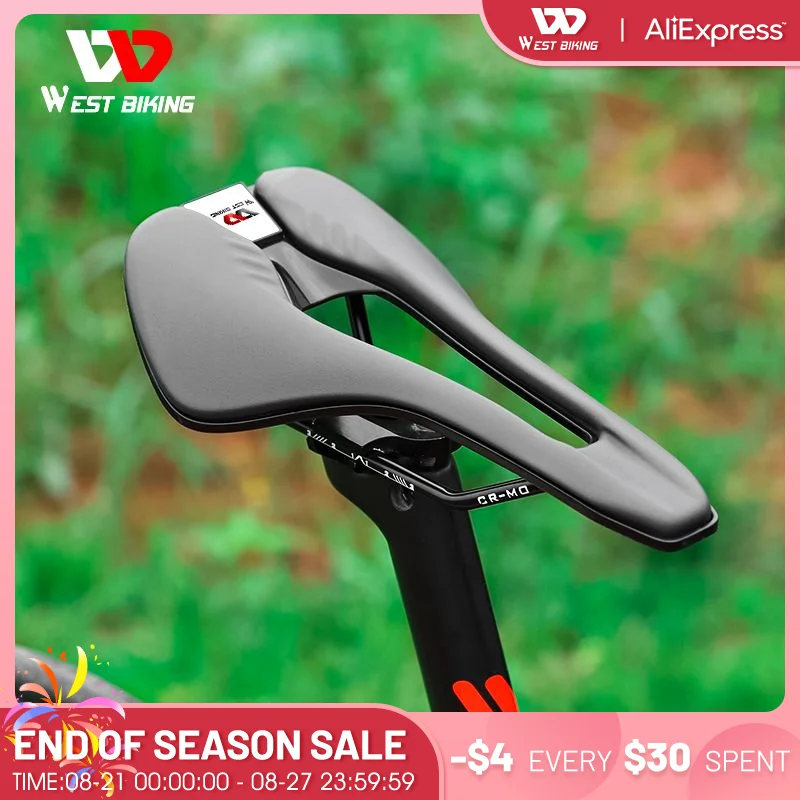 

WEST BIKING Bicycle Saddle Nylon Fiber Leather Triathlon MTB Road Bike Saddle High Performance Open Super Flow Cycling Race Seat