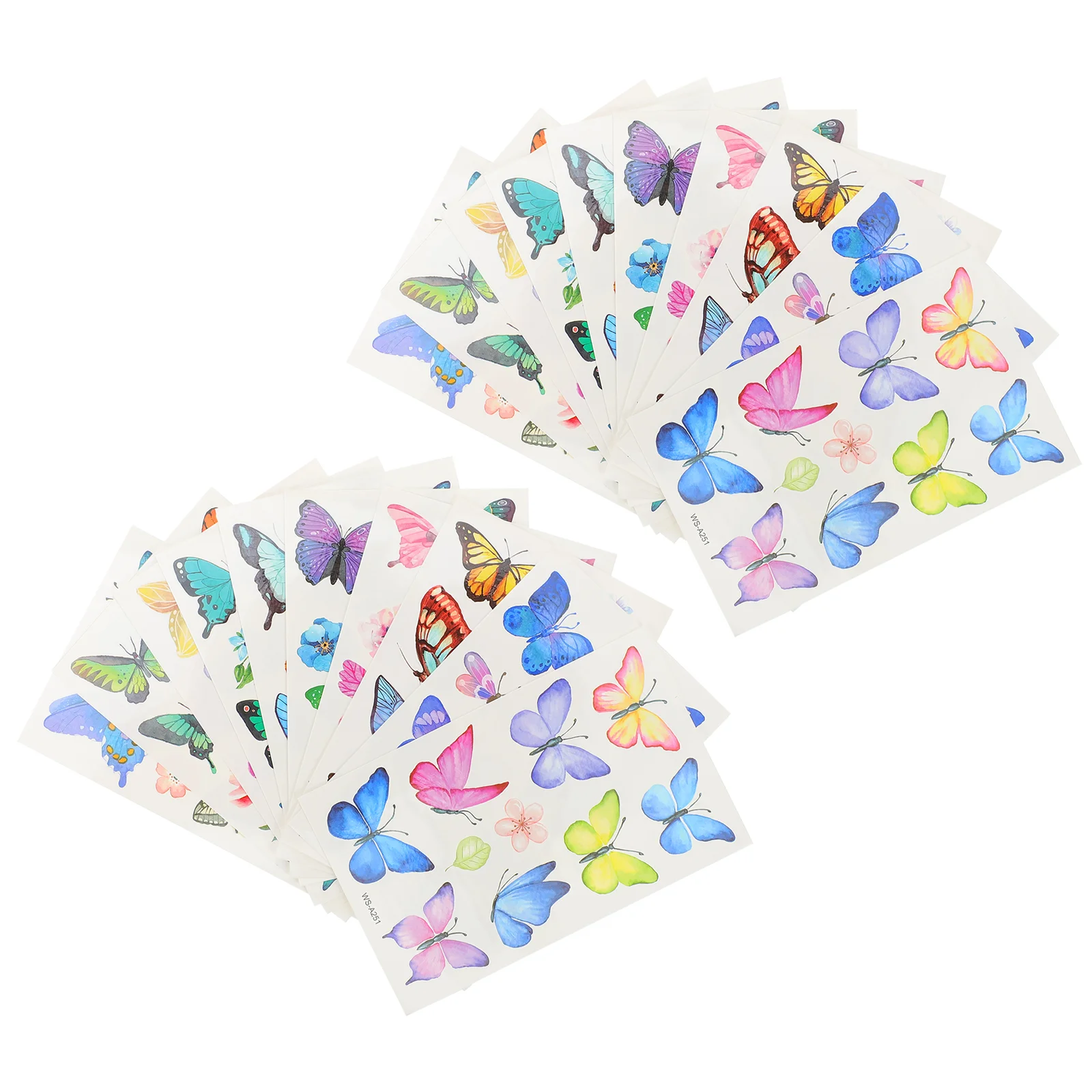 

20 Sheets Kids Stickers Butterfly Body Butterflies Tattoos Transfer Colorful Child
