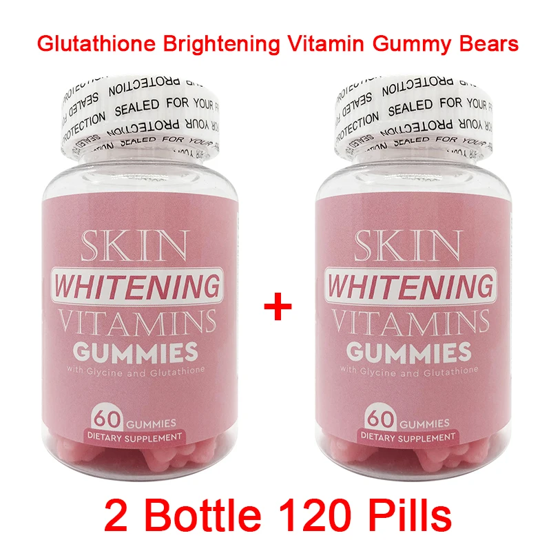 

2 Bottle 120 Pills Glutathione Gummies Brightening Gummies Skin Whitening Vitamin Gummy Bears