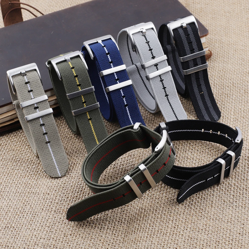Trendy Brand Nylon Nato Strap Watch Elastic Belt French Troops Parachute Bag Watchband 18mm 20mm 22mm Military Wristwatch