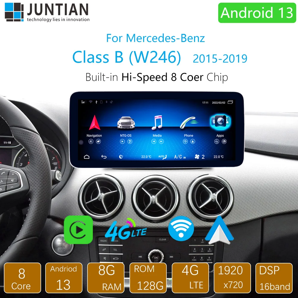 Для Mercedes-Benz W246 Class B 2015-2019 (LHD RHD) Обновление Android 13 навигация GPS с Carplay авто