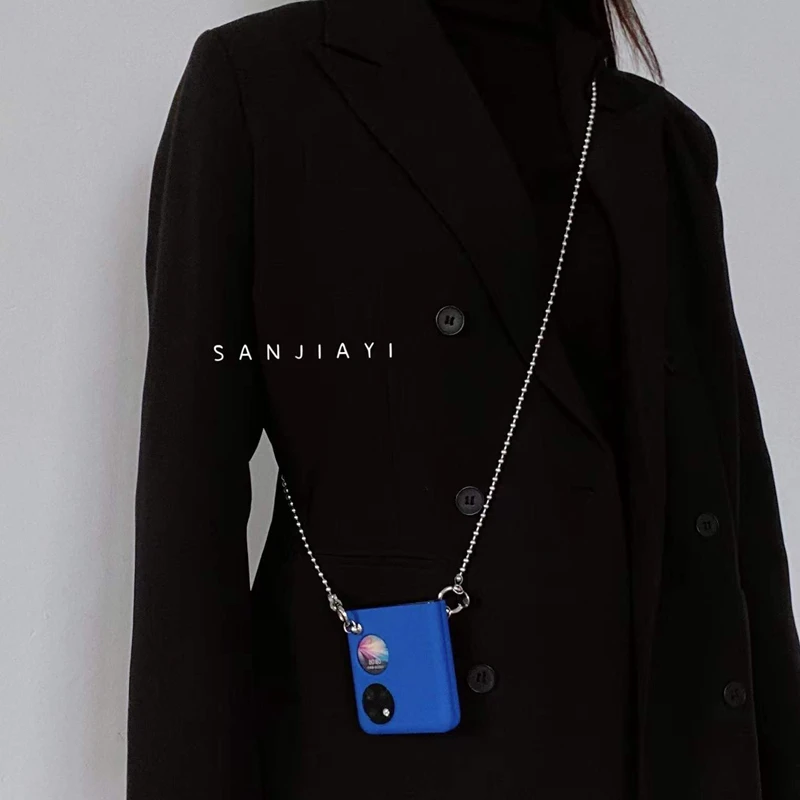 

Для Huawei P50 Карманный чехол с ремешком на запястье для P50Pocket Huawei P50 удобный кожаный противоударный складной чехол для телефона с держателем на...