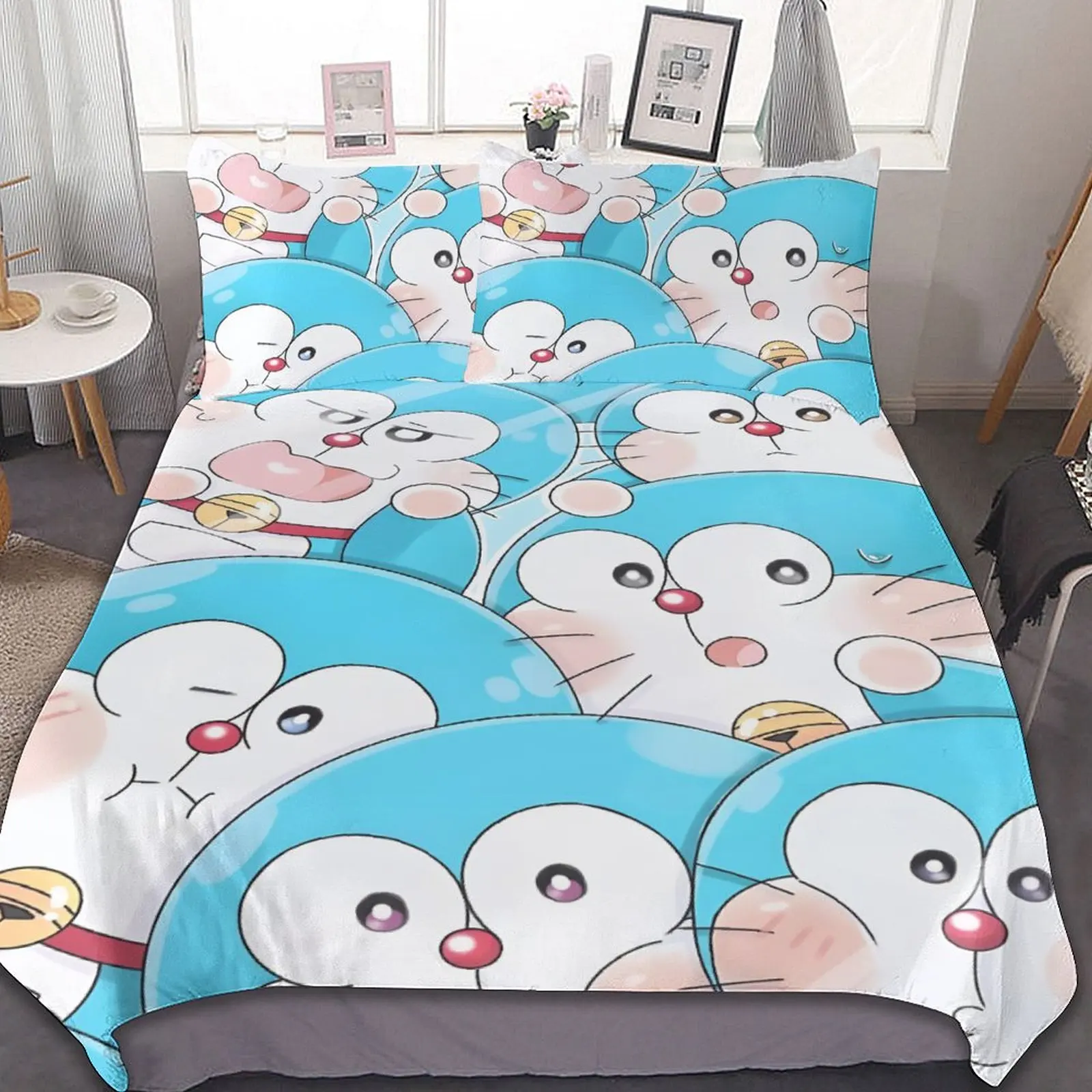 

Комплект постельного белья в японском стиле аниме Doraemon Nobita, пододеяльник, одеяло, подушка, детское постельное белье, комплект детской кровати для мальчиков