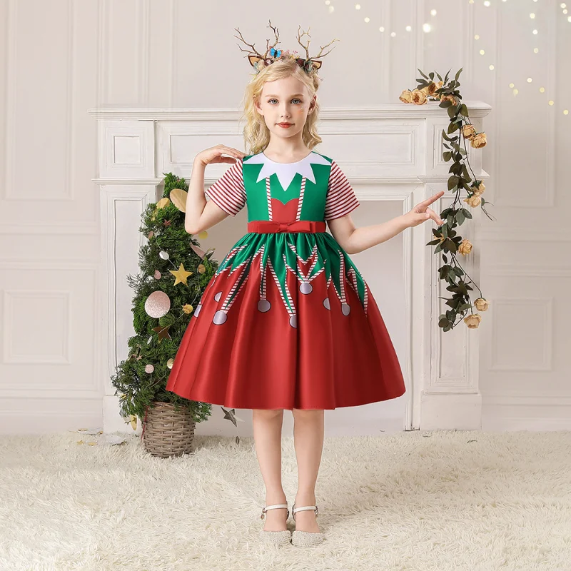 2022 Christmas New Princess Dress for Girls Europe and America Lovely Presents for Kids Cartoon Show Costumes Dance Ball Gown
