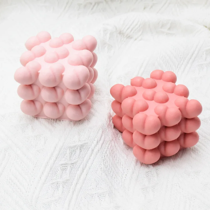 

Love You Warm and Romanti Mold Light Dinner Expression Cube Aromatherapy Candle Silicone Mold Geometric Heart Candle 65mm