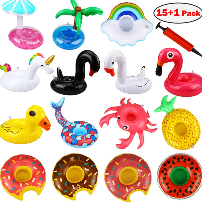 

15Pcs Effortless and Quick Inflatable Floating Drink Can Cup Holder Hot Tub Swimming Pool Beach Party