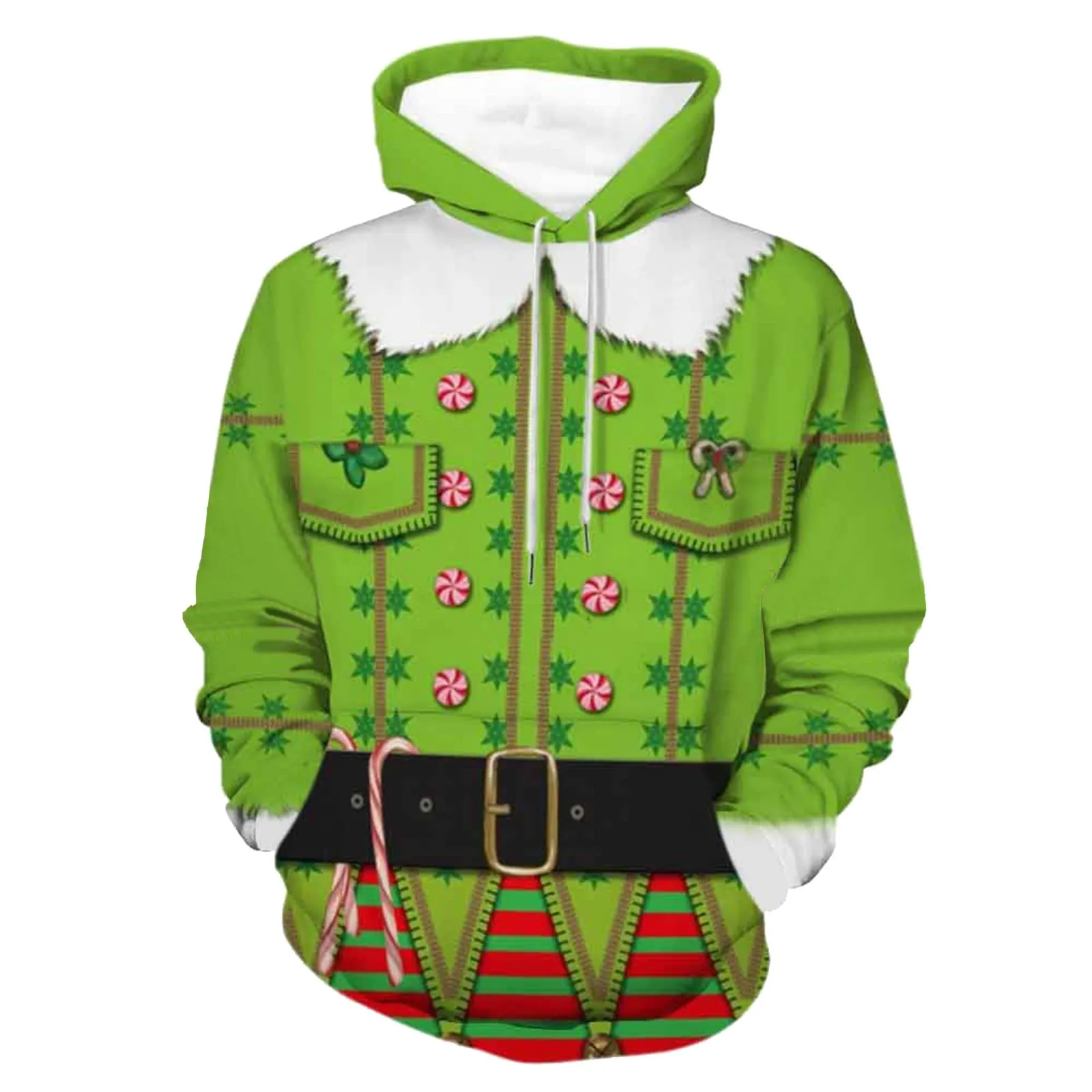 

Waist Band 3d Print Hoodies Funny Christmas Sweetshirts Navidad New Year Pullovers Men'S Trendy Loose Jumper Loose Sudaderas